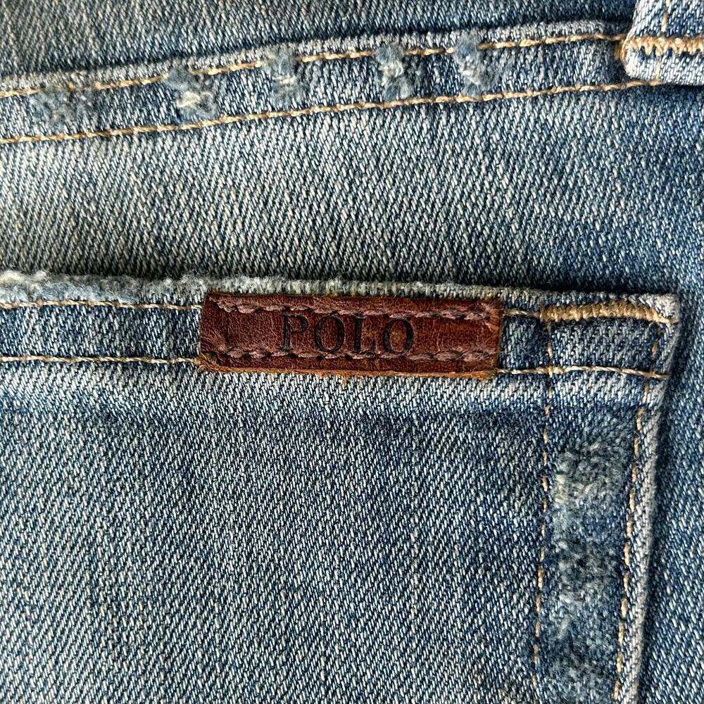 Ralph Lauren Polo distressed mid rise skinny denim jeans grunge bohemian punk 8 - Picture 9 of 11